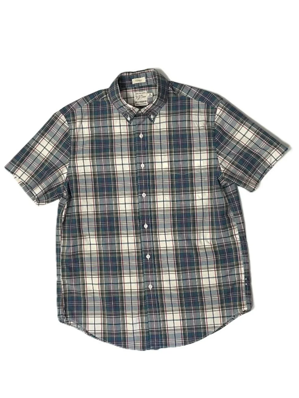 J.Crew Shirt Men's Medium 100% Cotton Plaid Short Sleeve Button Down Classic
